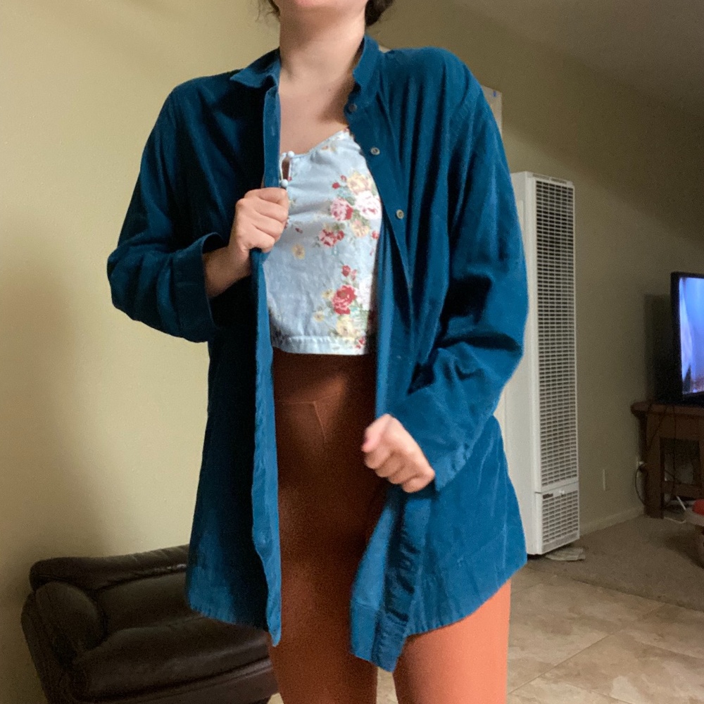 Dark Cyan Corduroy Button Down